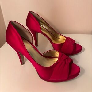 Nine West Satin Open Toe Heels